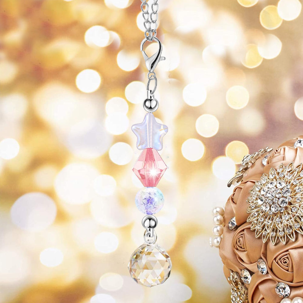 Wholesale DIY Beadable Keychain Glass Sun Capturing Crystal Pendant